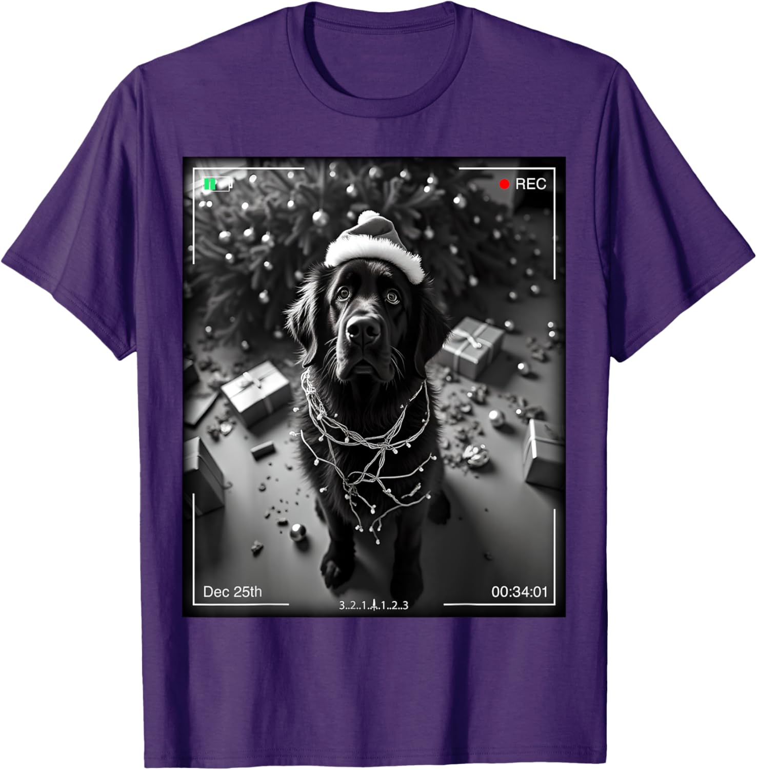 Cute Christmas Newfoundland Dog Caught on Camera T-Shirt for Dog Lovers - 2
