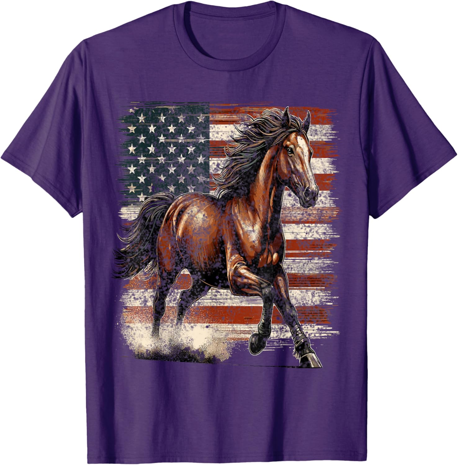 Patriotic Horse American Flag T-Shirt Perfect for 4th of July Celebrations - 17