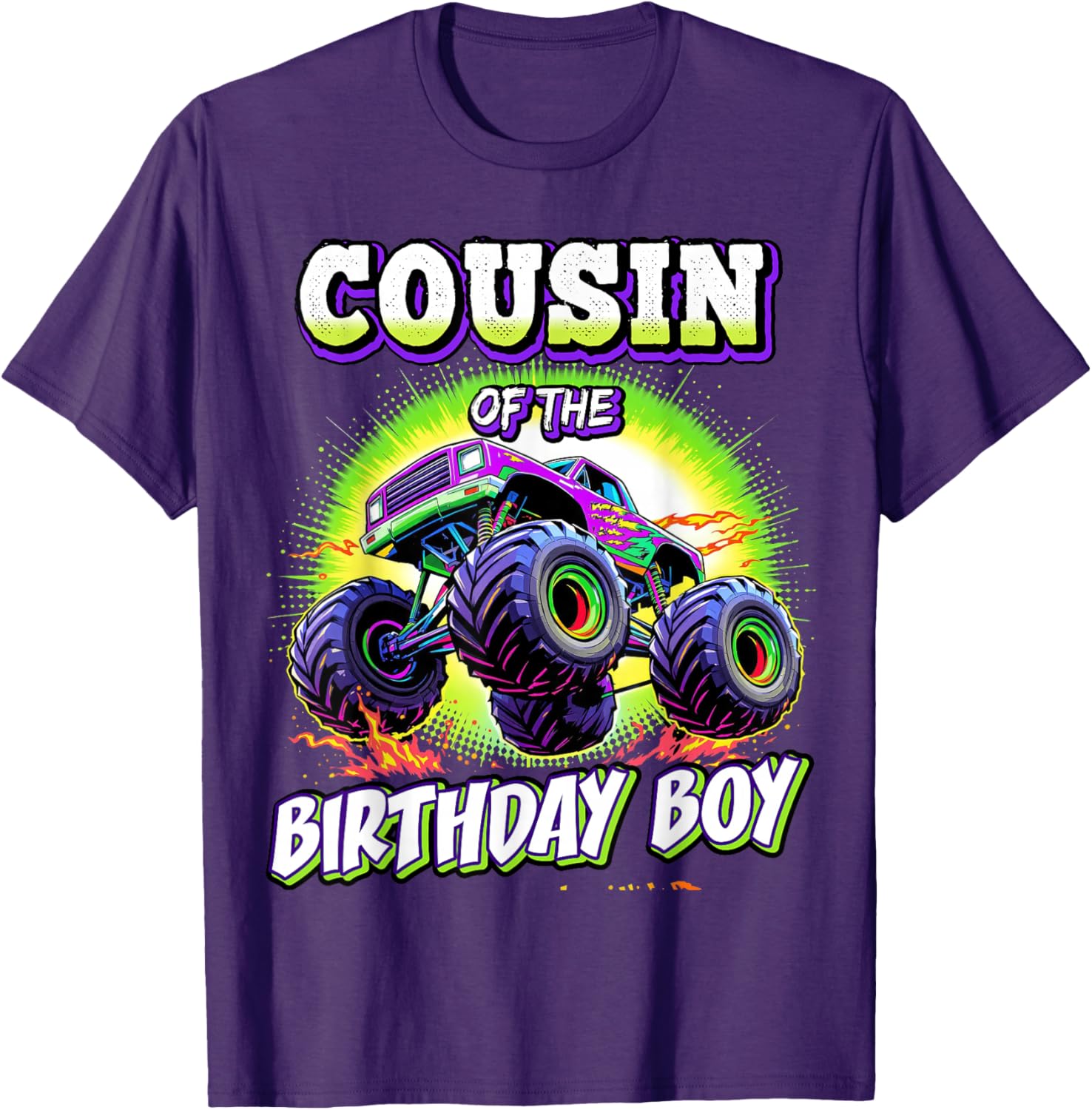 Cousin of the Birthday Boy Monster Truck T-Shirt for Fun Party Celebrations - 5