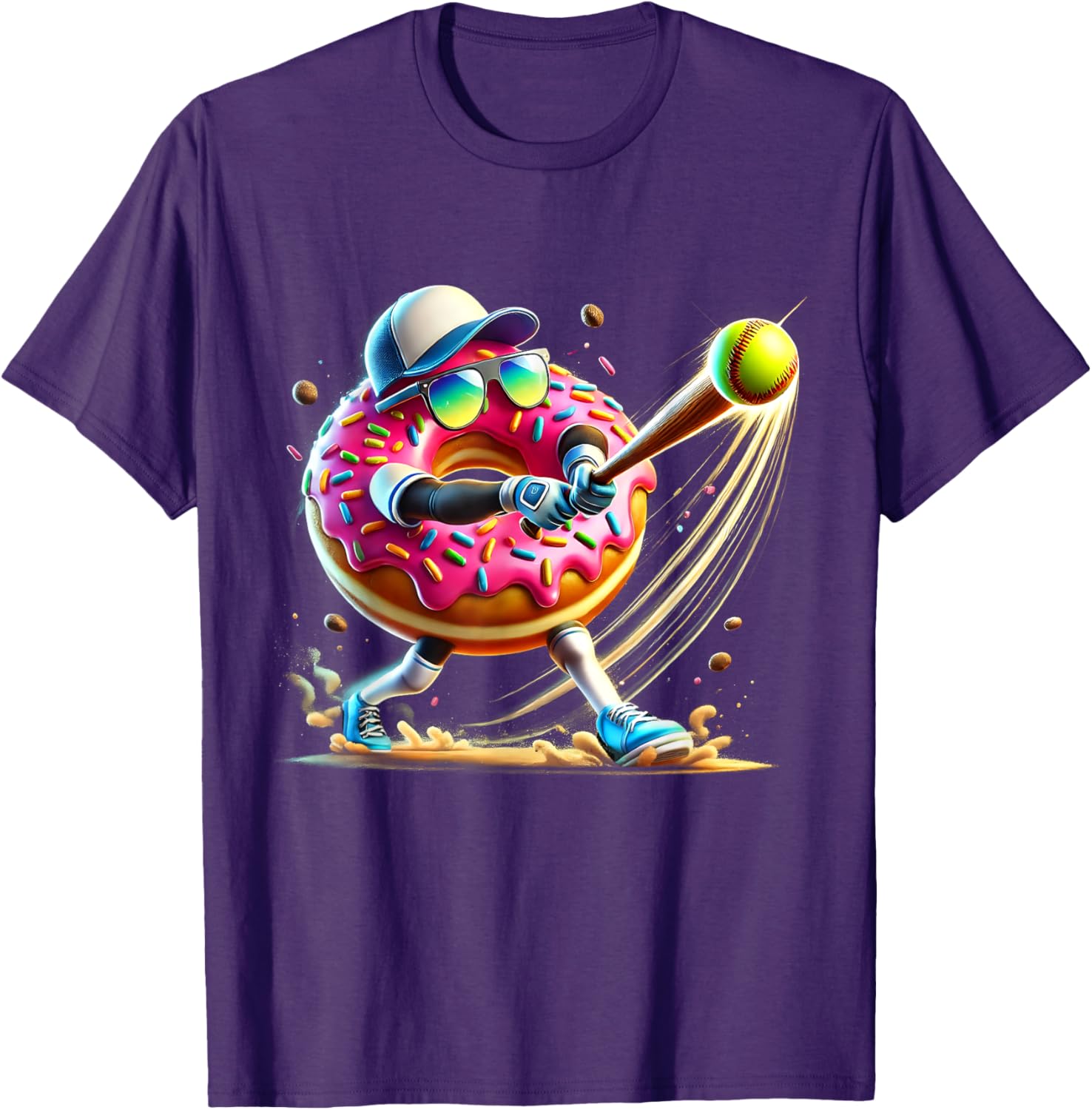 Donut Lover Softball Player T-Shirt Fun Sports Tee for All Ages - 6