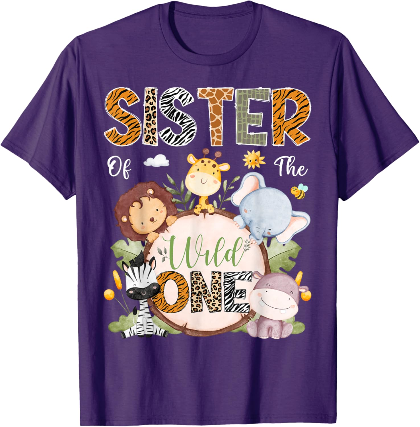 Sister of the Wild One 1st Birthday Safari Jungle Animals T-Shirt - 10