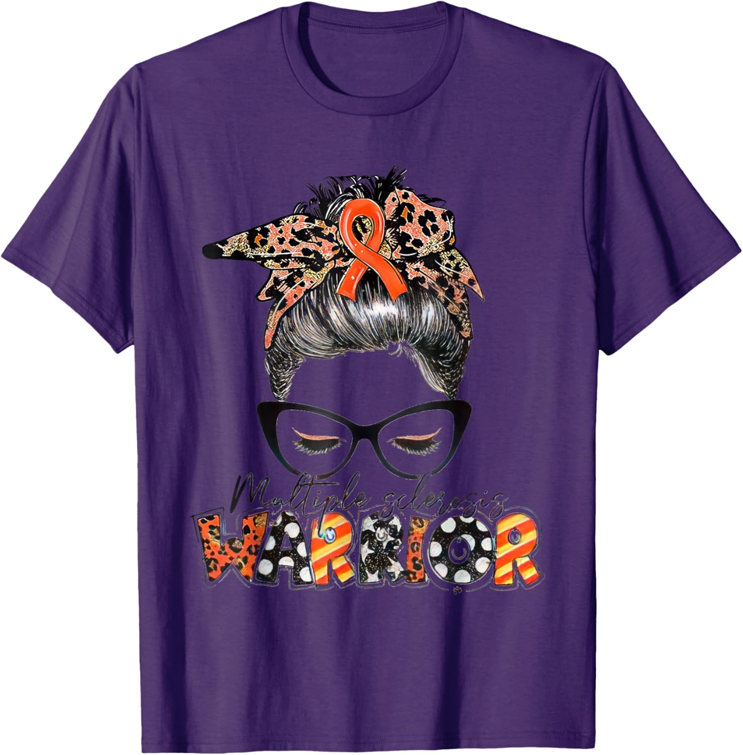 Multiple Sclerosis Warrior Messy Bun T-Shirt - MS Awareness Apparel - 4