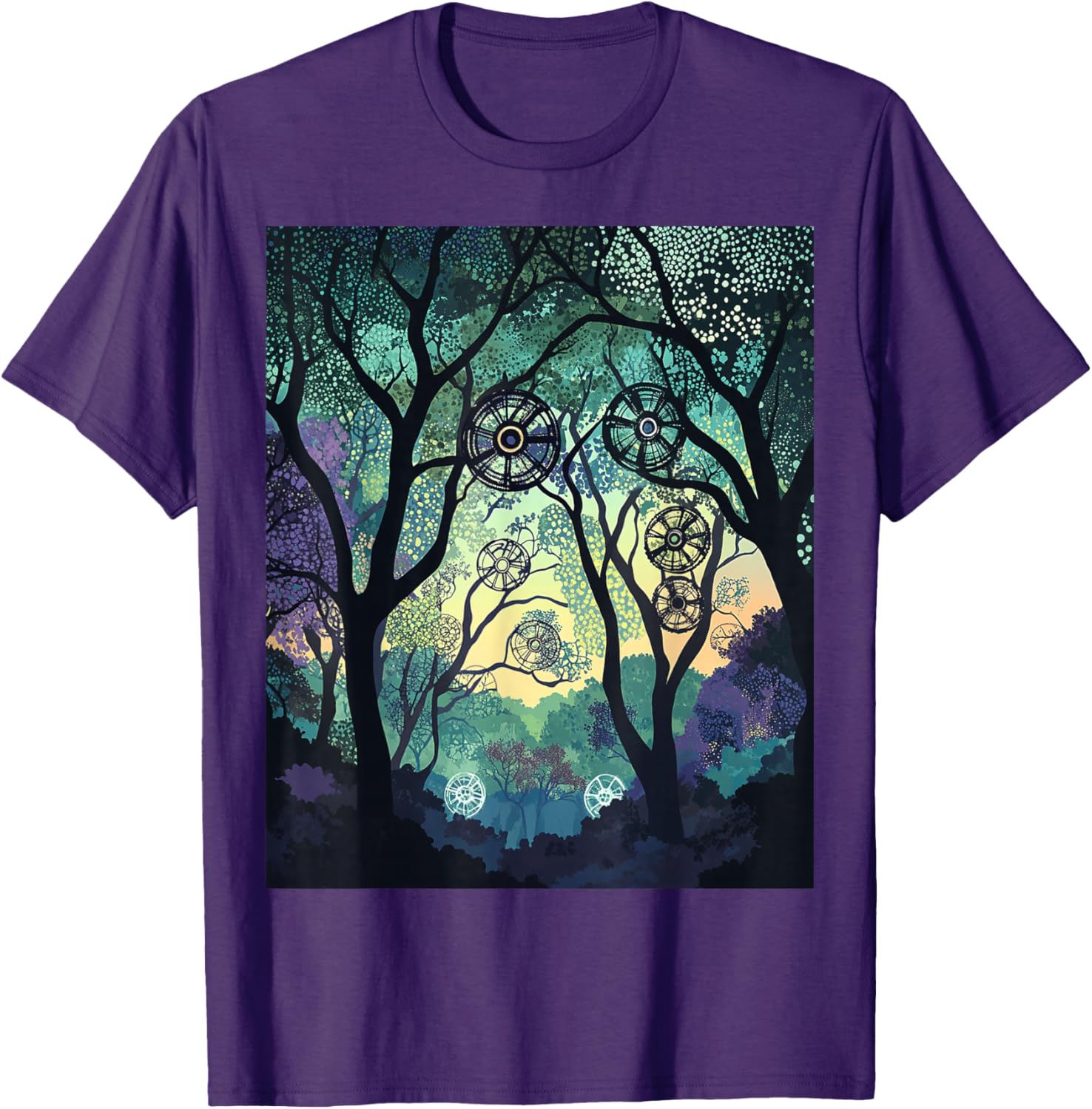 Dreamy Forest Geometric Nature Artwork T-Shirt for Nature Lovers - 3