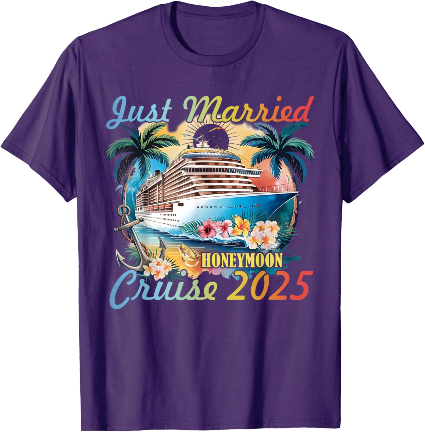 Just Married Honeymoon Cruise T-Shirt for Couples 2025 Adventure - 1