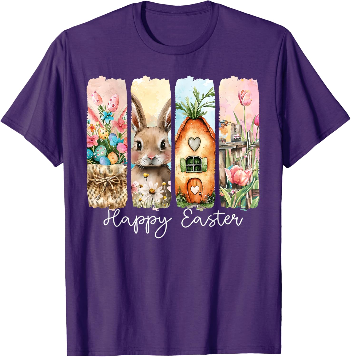 Happy Easter Bunny Chick Eggs Floral T-Shirt for Cute Spring Style - 3