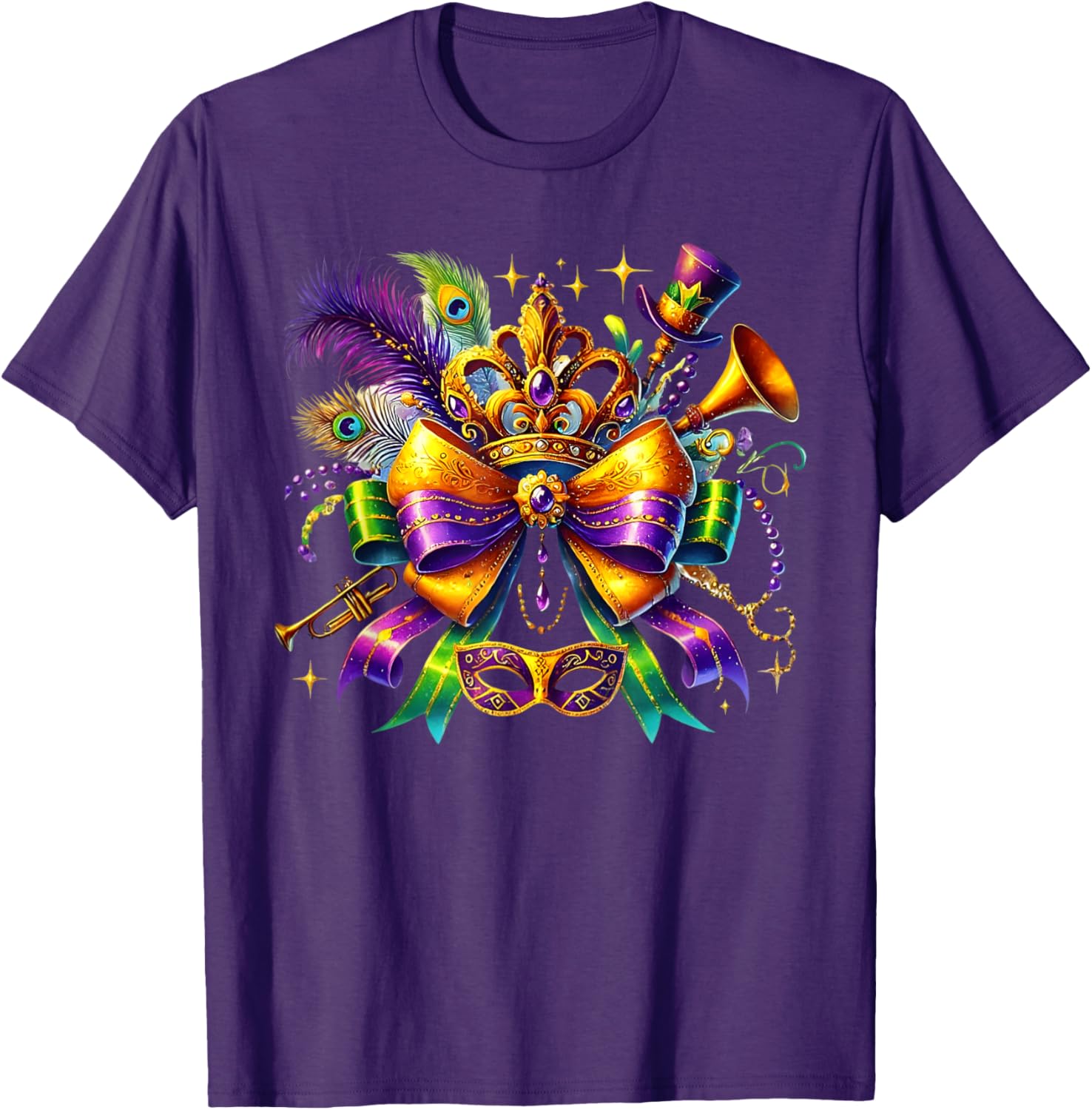 Mardi Gras Coquette Bow T-Shirt for Women and Girls - Festive Style - 9