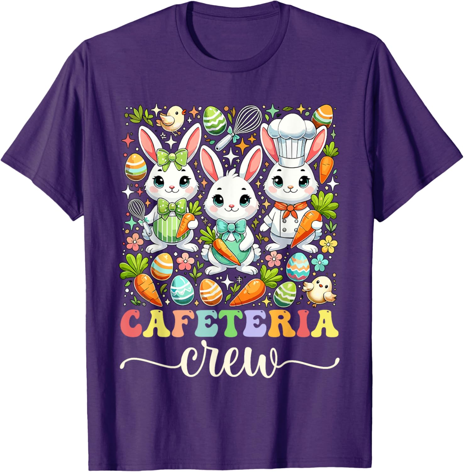 Groovy Cafeteria Crew Easter Bunny T-Shirt for School Workers - 7