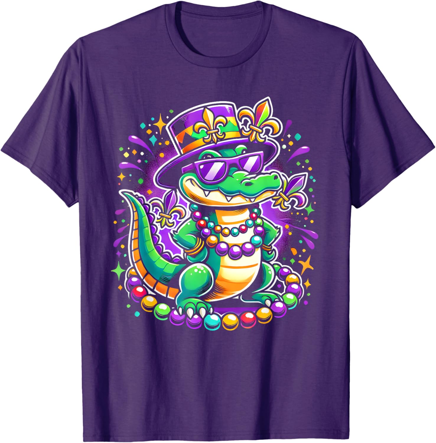 Mardigator Mardi Gras Alligator T-Shirt for Men and Women - 3
