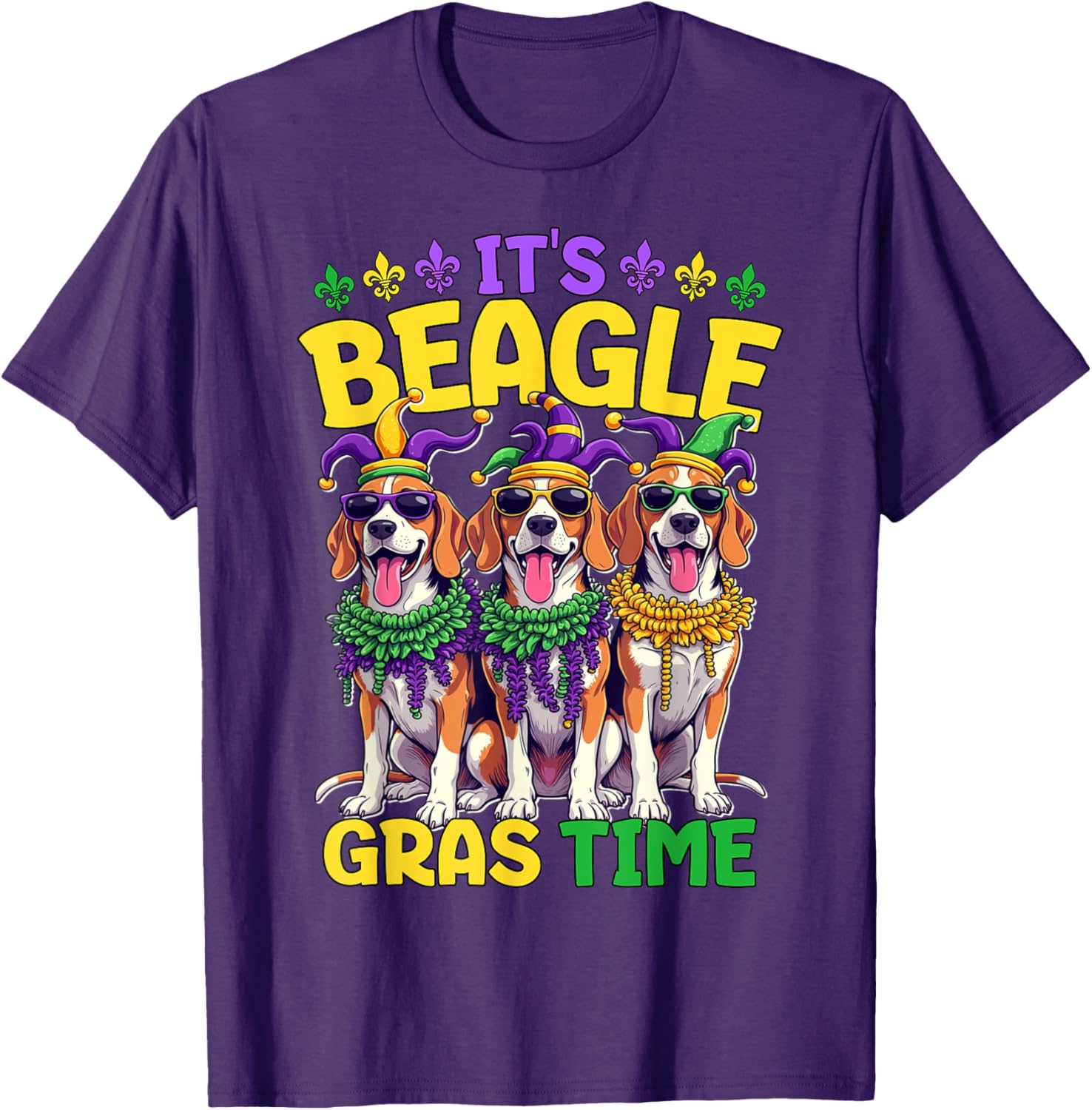 Mardi Gras Beagle Time T-Shirt for Fun Celebrations and Festivities - 19