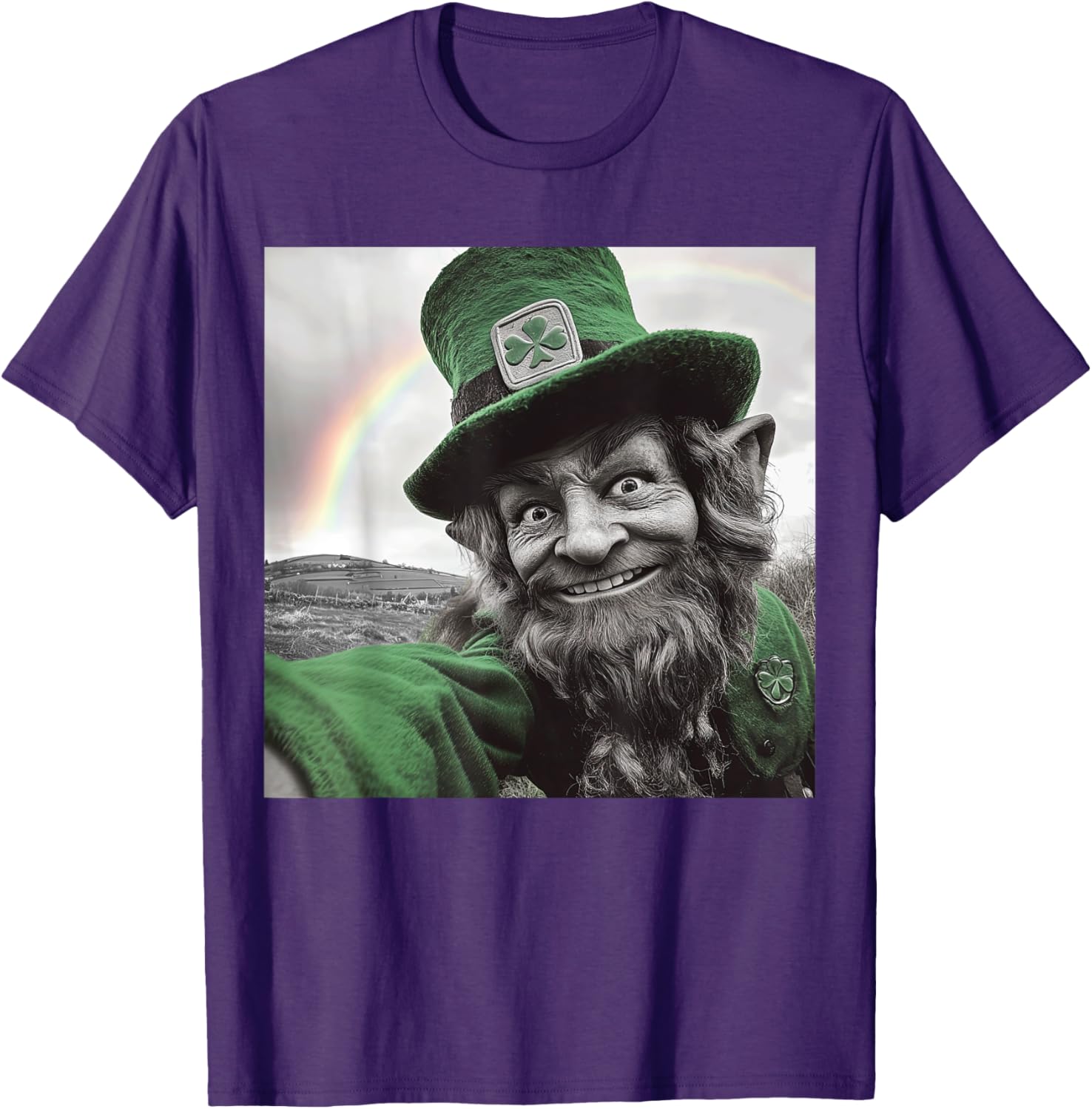 Funny St Patricks Day Rainbow Leprechaun Selfie T-Shirt for Festive Fun - 22