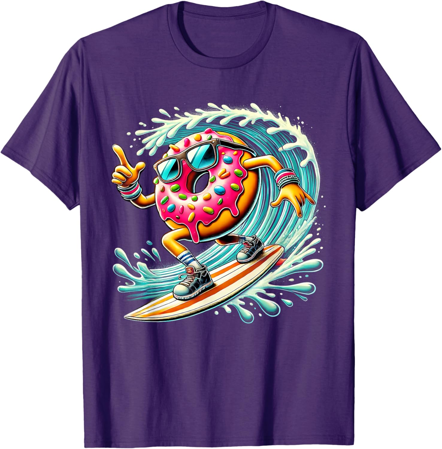 Donut Surfing T-Shirt for Surfboard Lovers - Fun Surf Style Apparel - 11