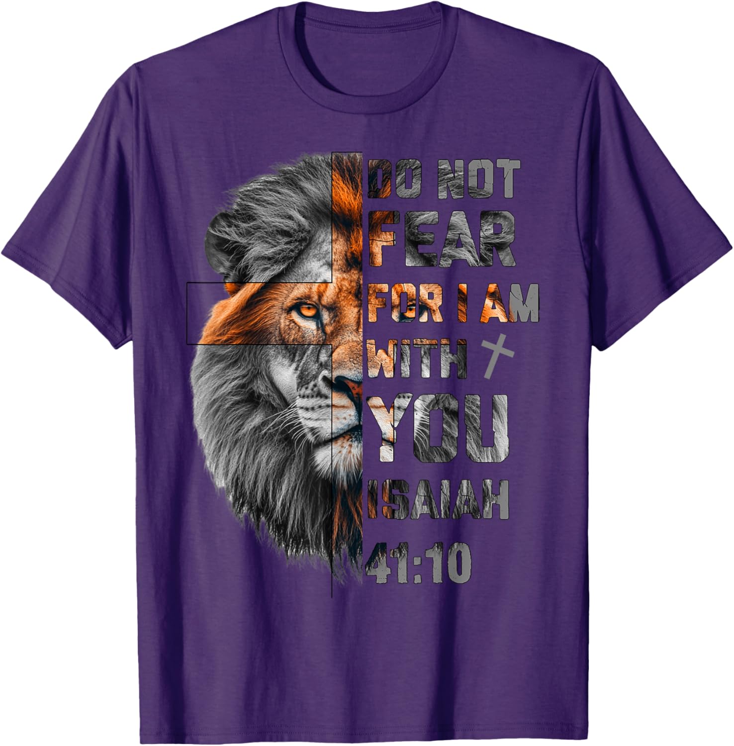 Lion of Judah T-Shirt with Isaiah 41:10 Inspirational Design - 9