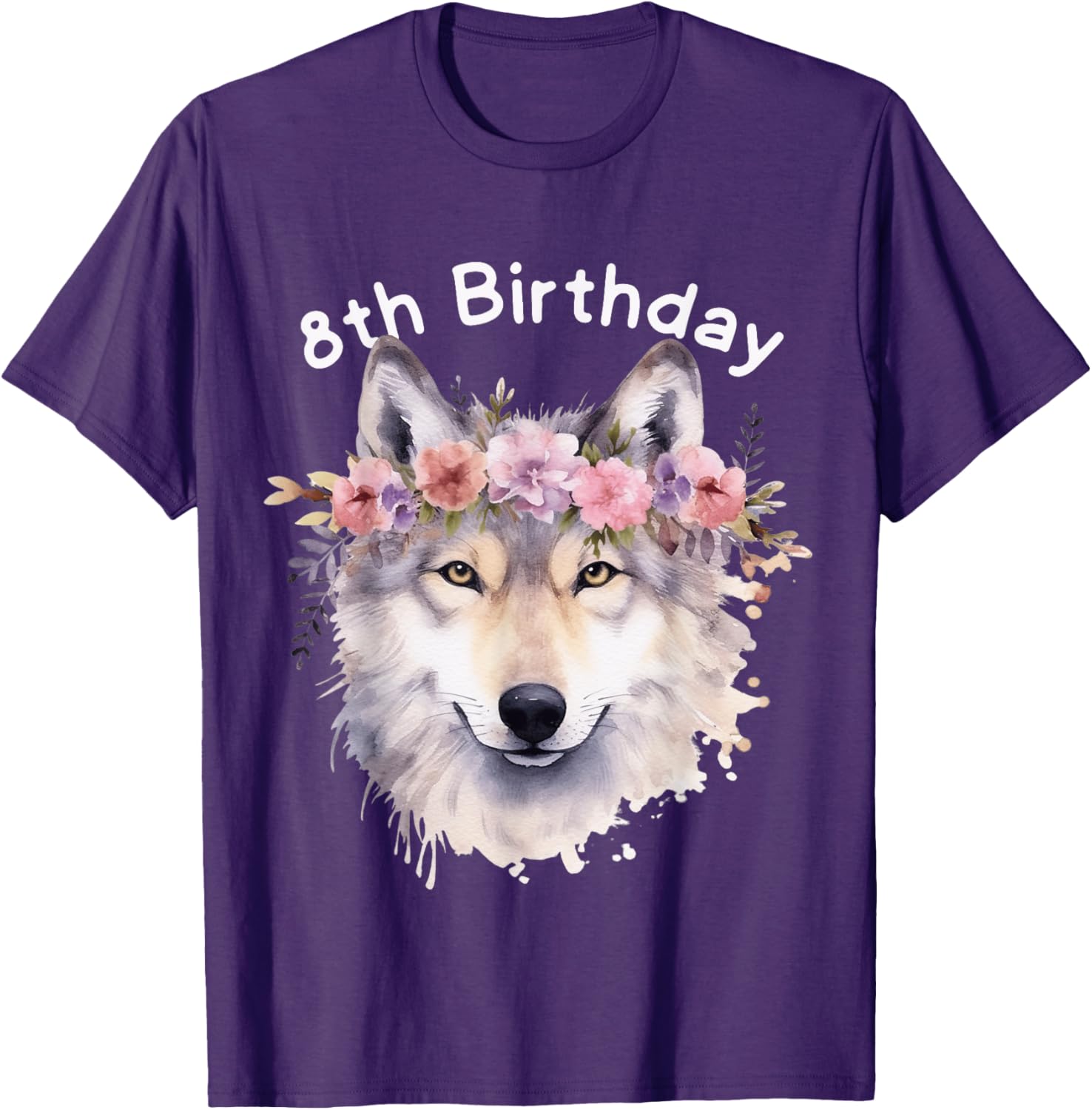 Adorable 8th Wolf Birthday T-Shirt for Girls - Perfect Wolf Pack Party Wear - 4