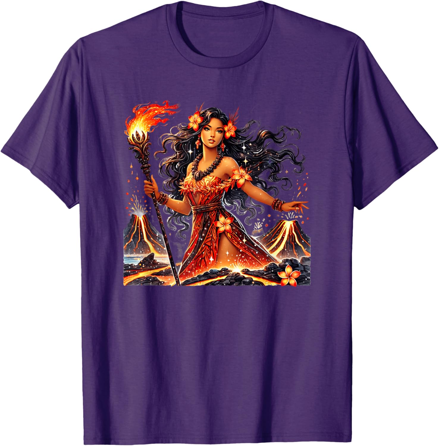 Hawaiian Goddess Pele Fire Transformation T-Shirt for Nature Lovers - 14
