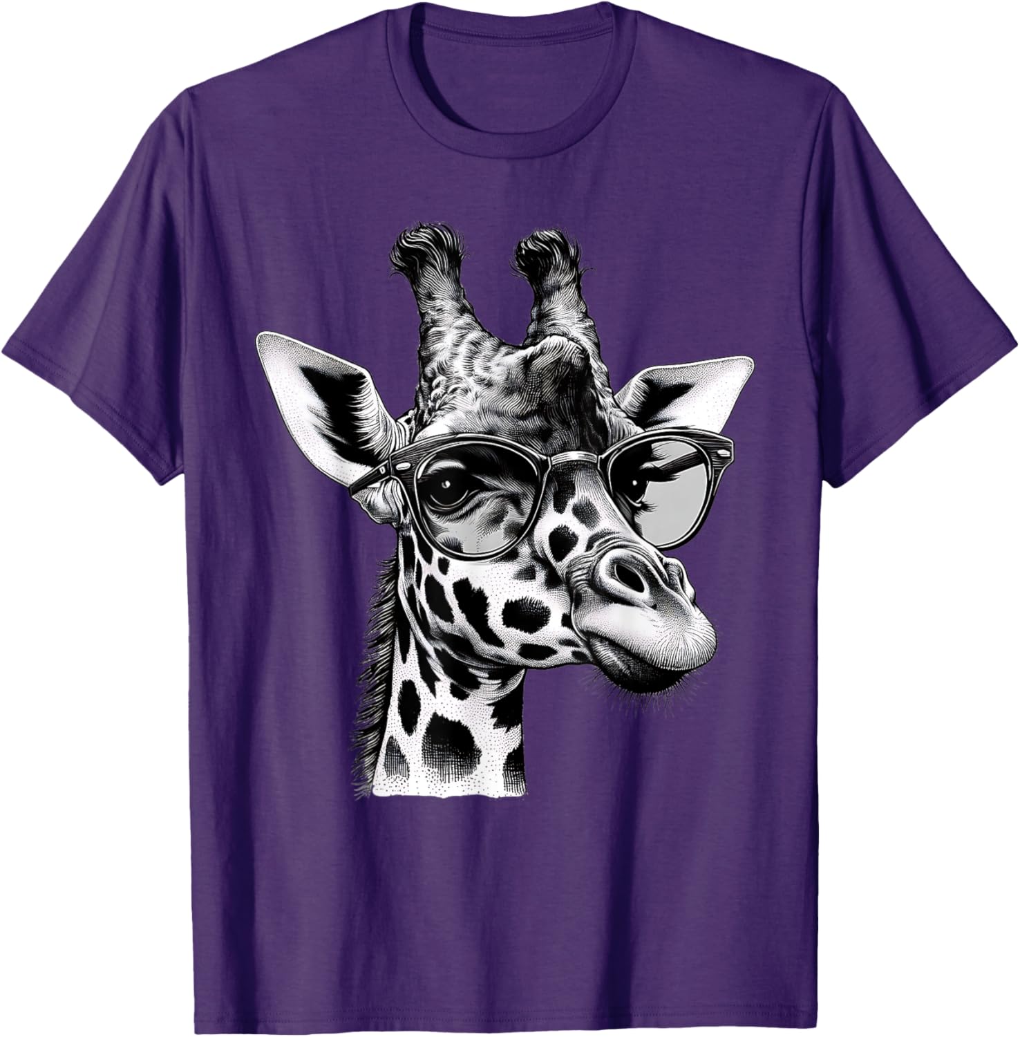 Cute Giraffe Glasses T-Shirt for Wildlife Animal Lovers and Enthusiasts - 1