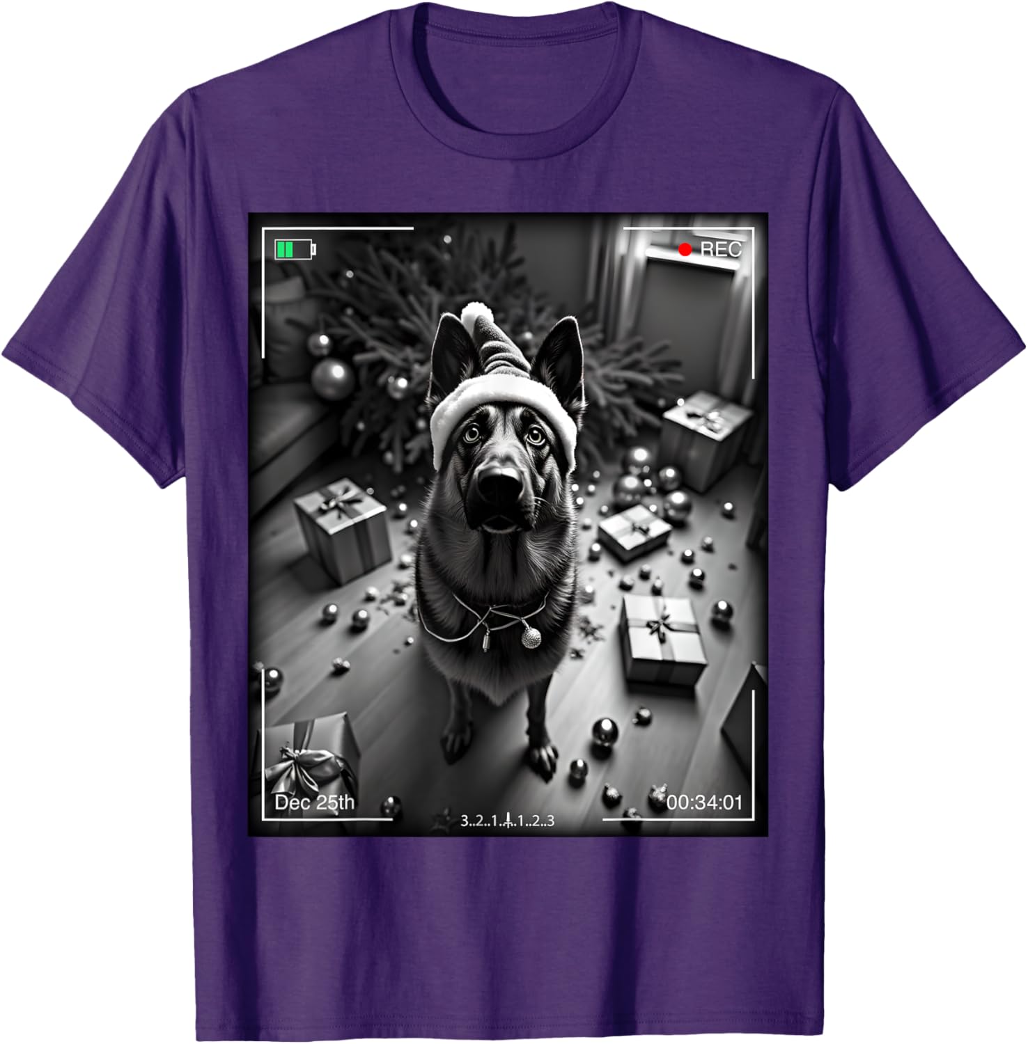 Christmas German Shepherd Caught on Camera T-Shirt for Dog Lovers - 4