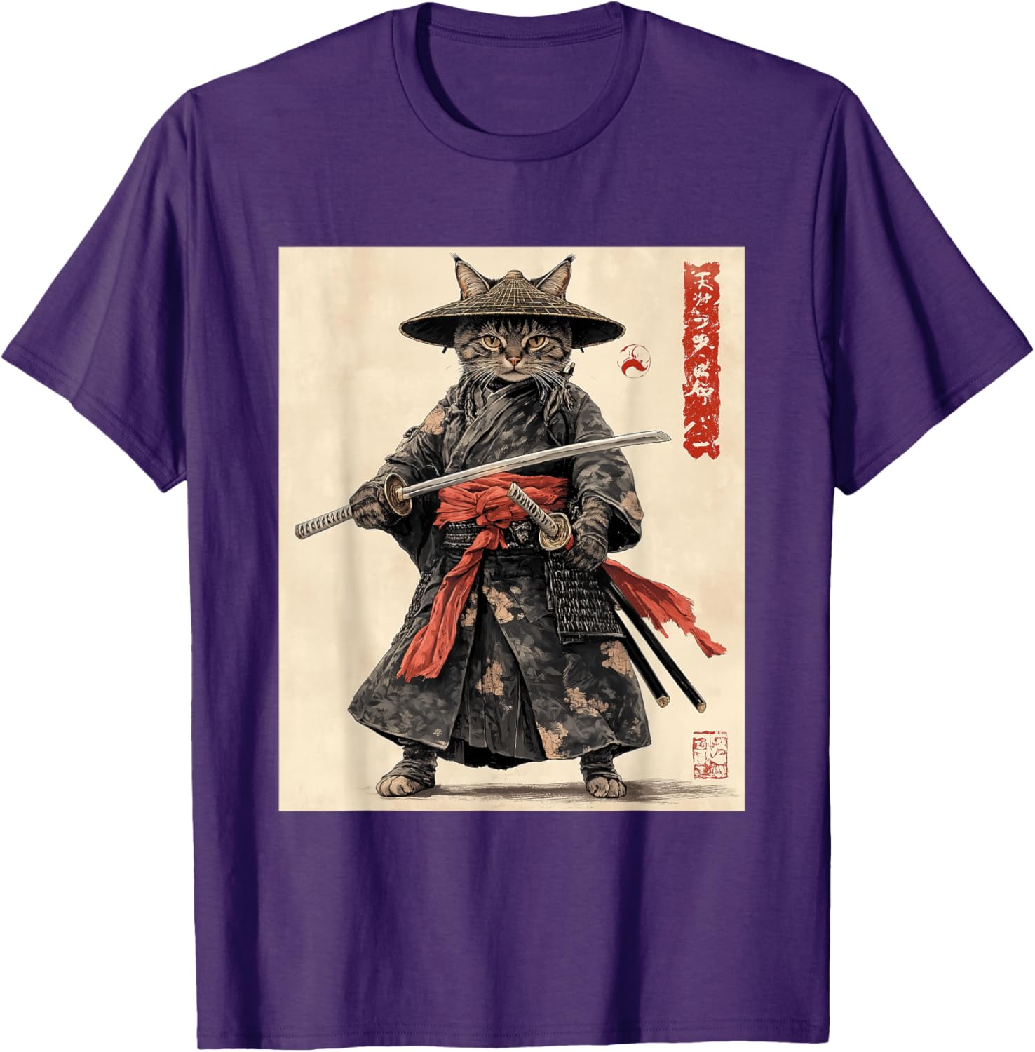 Samurai Cat T-Shirt - Japanese Warrior Graphic Tee for Cat Lovers - 23