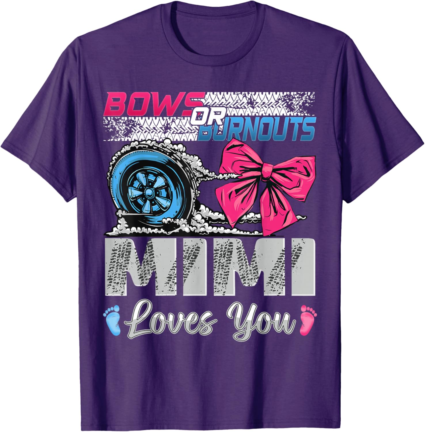 Burnouts or Bows Mimi Loves You Gender Reveal Party T-Shirt for Kids - 7