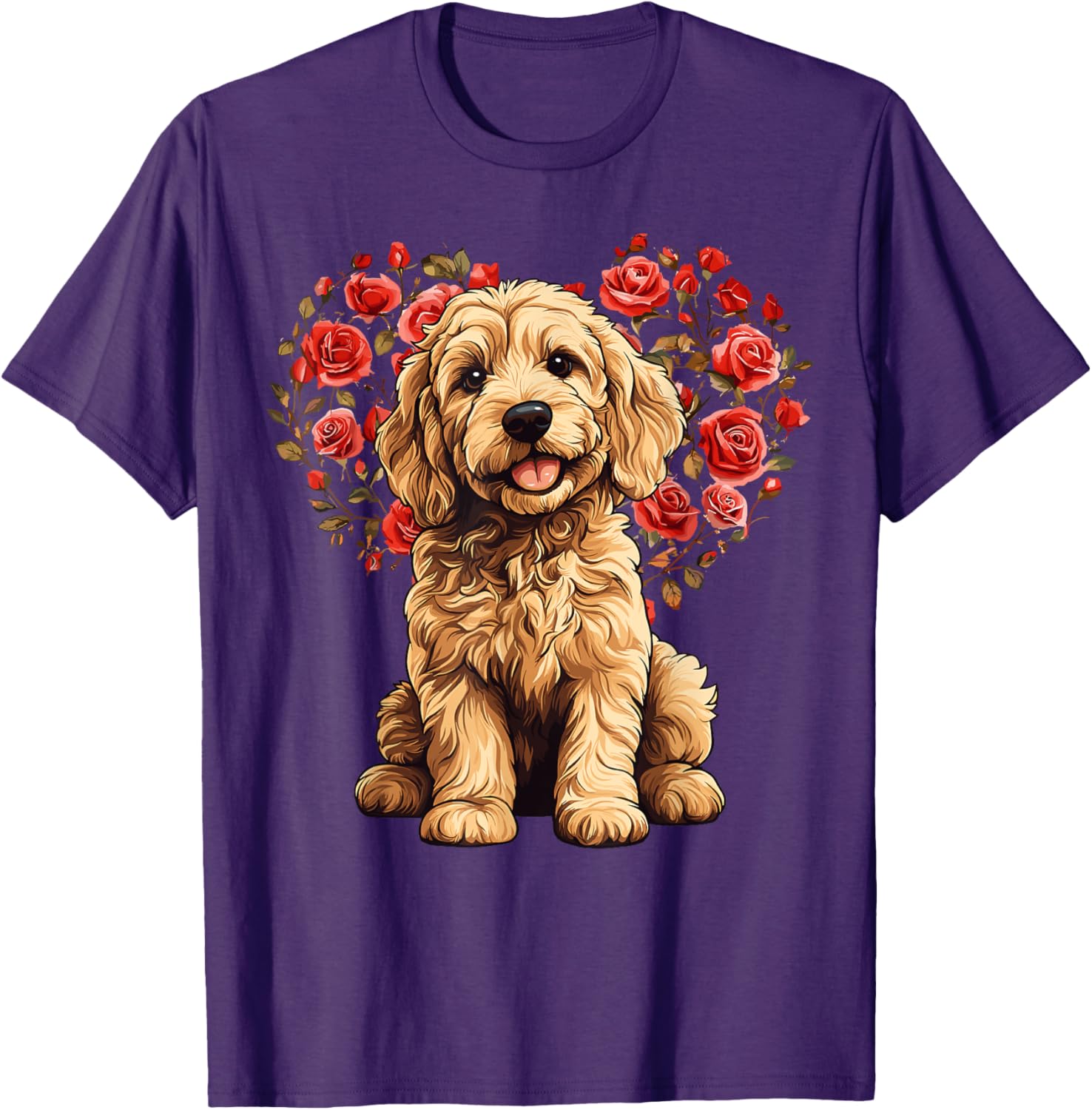 Goldendoodle Valentine’s Day Floral Heart T-Shirt for Dog Lovers - 17