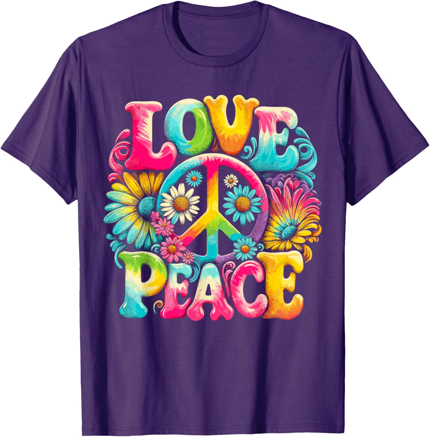 Hippie Tie Dye T-Shirt with Peace Sign and Love Design for Trendy Style - 15