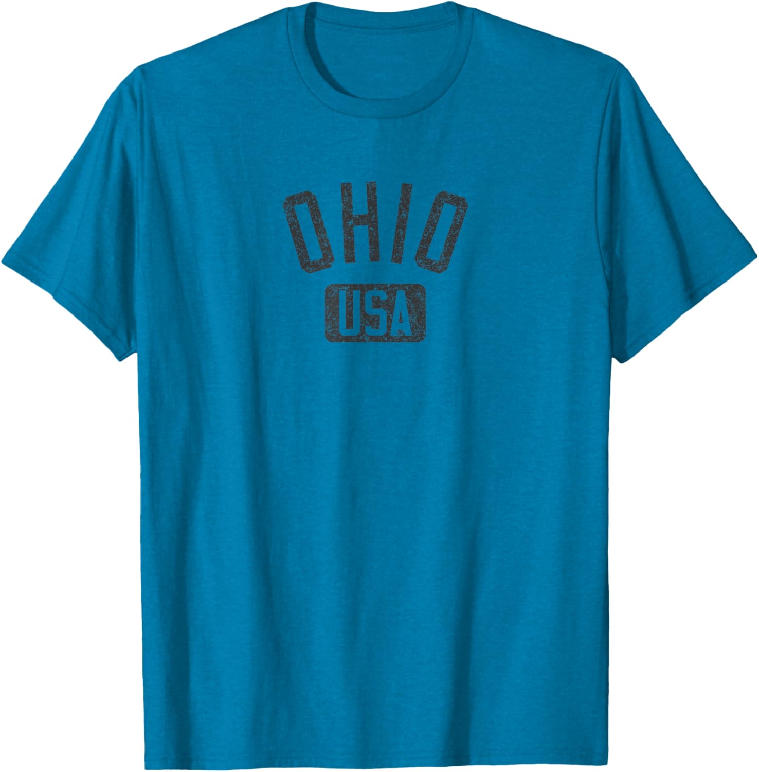 Ohio Arched Text Distressed Black Print T-Shirt for Casual Style Lovers - 13