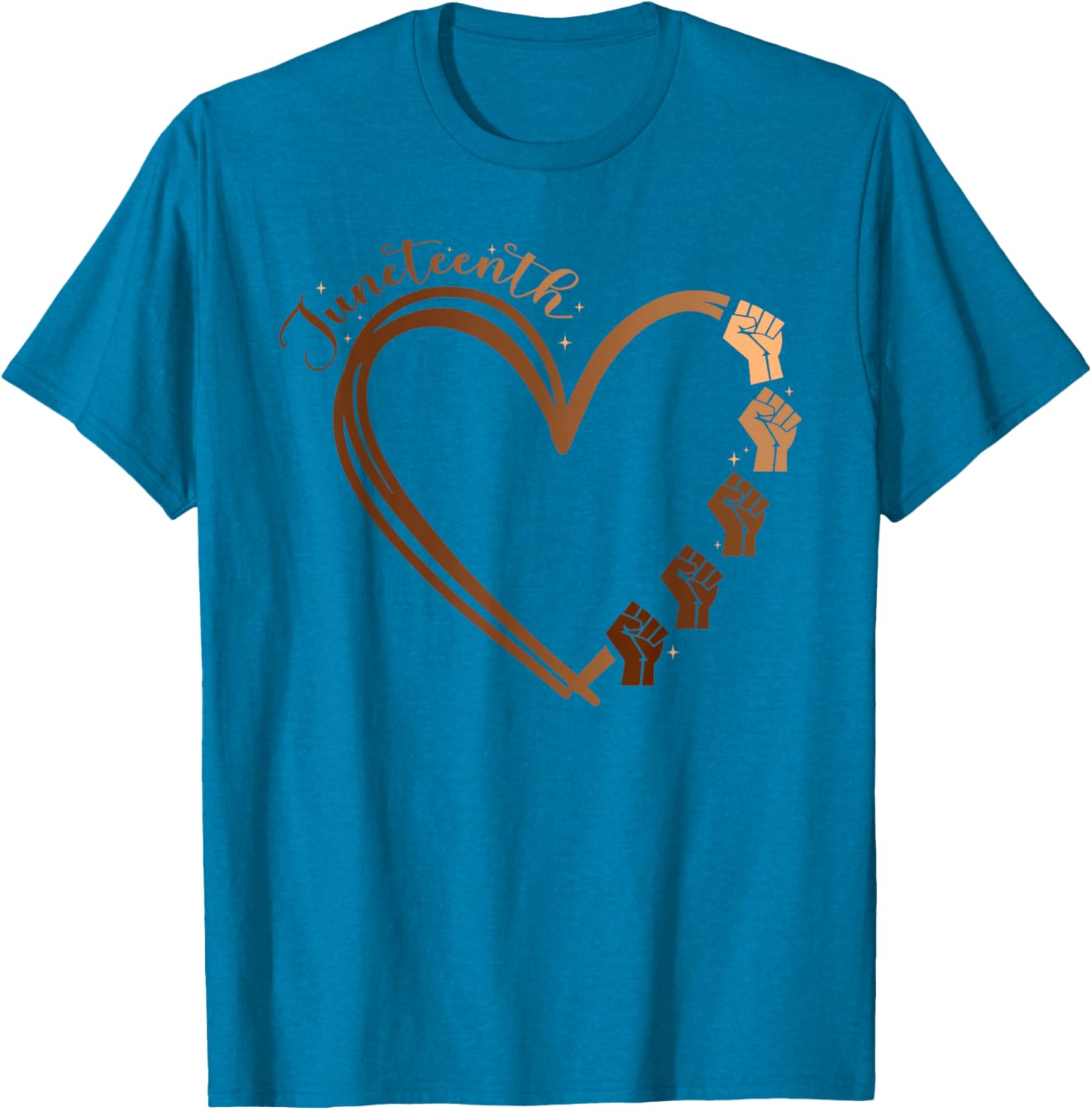Juneteenth Heart Fist T-Shirt Celebrating Melanin and Black History Month - 6