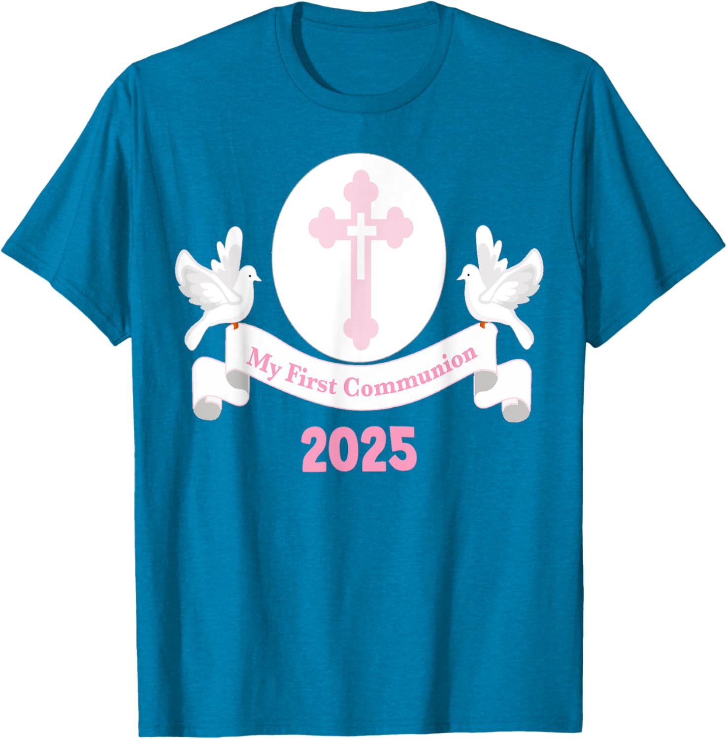 First Communion Girls Pink Cross T-Shirt for Daughter or Niece 2025 - 9