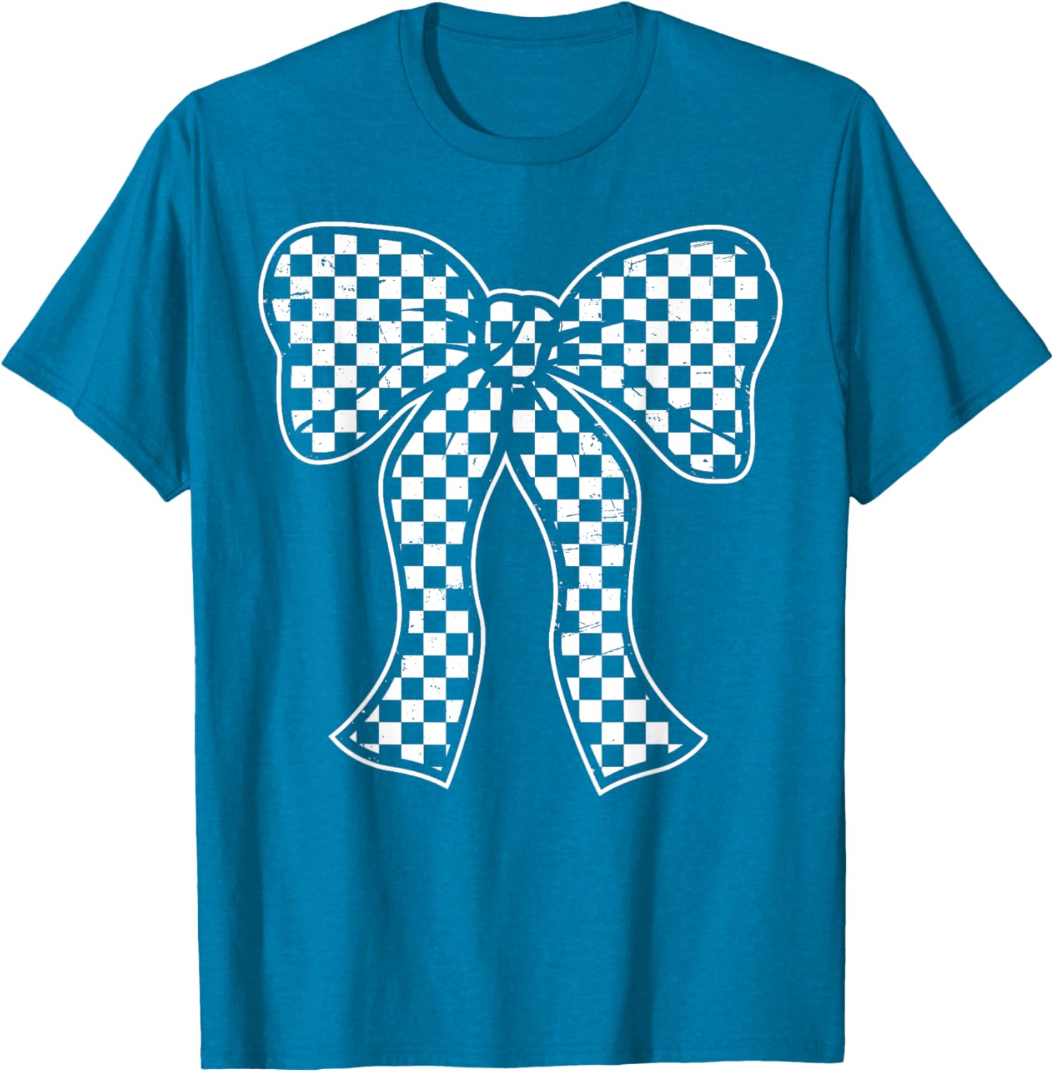 Cute Checkered Bow Flag T-Shirt for Women - Race Car Racing Style - 18