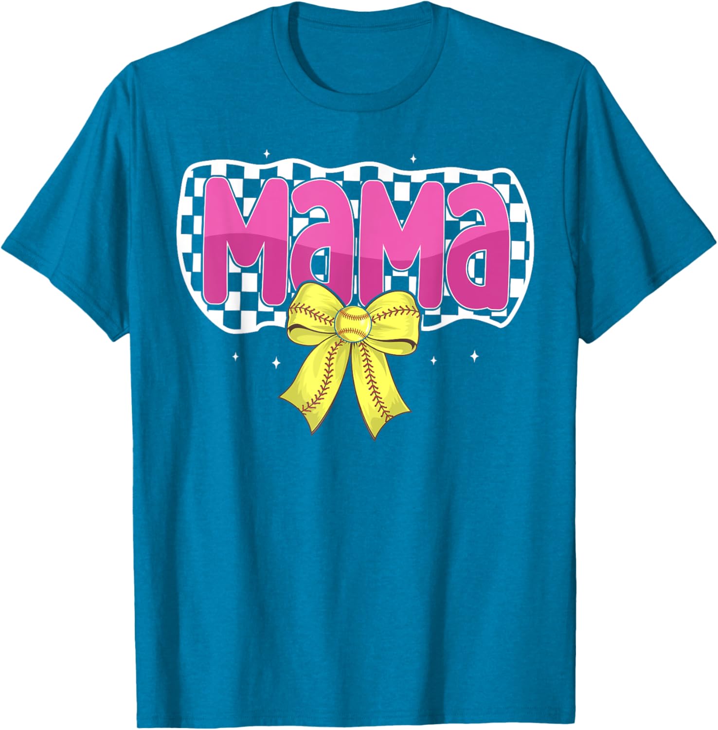 Softball Mom Coquette Bow Checkered Sport T-Shirt for Proud Mama - 10