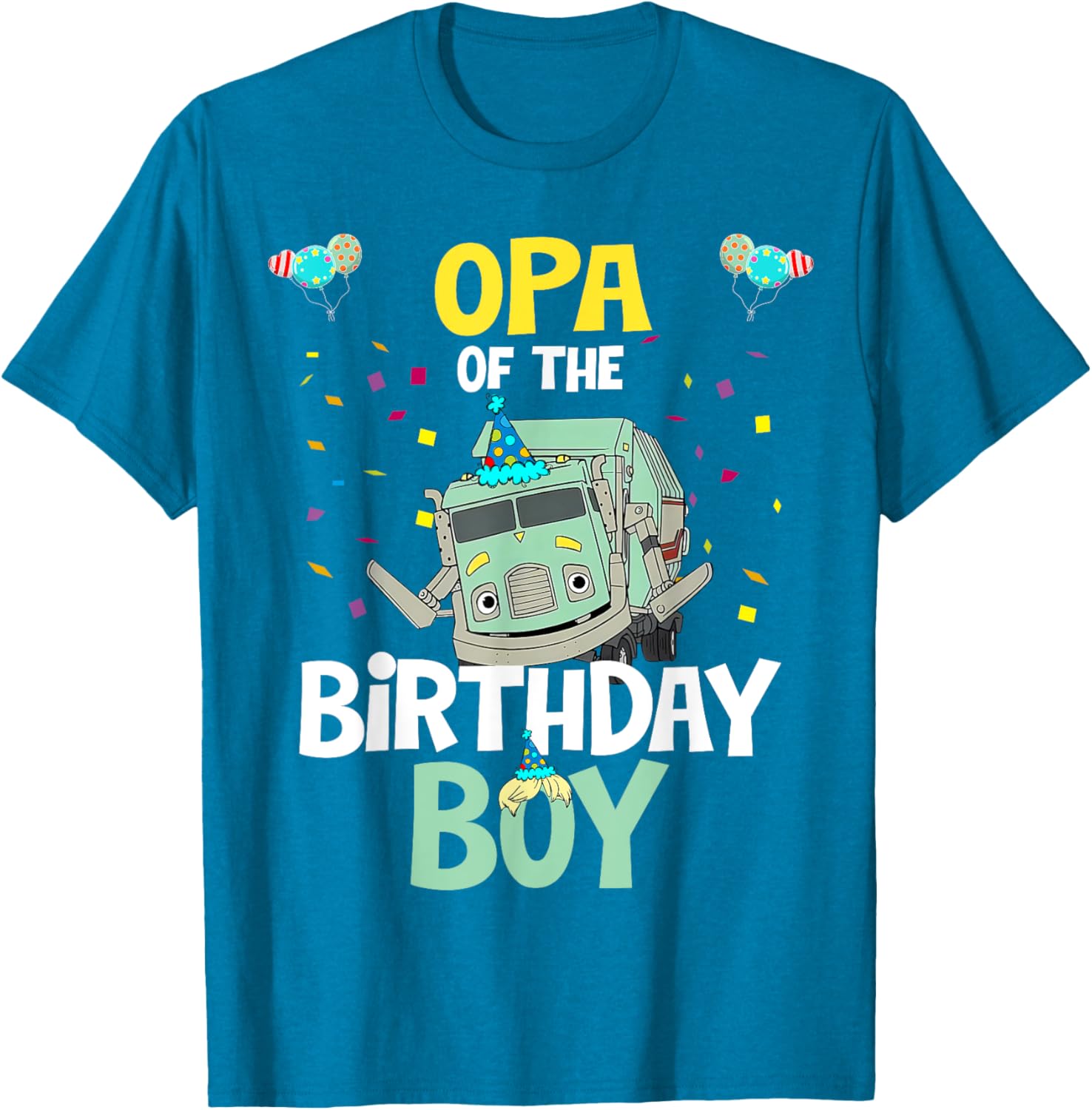 Opa Of The Birthday Boy Garbage Truck Recycling T-Shirt for Kids - 1