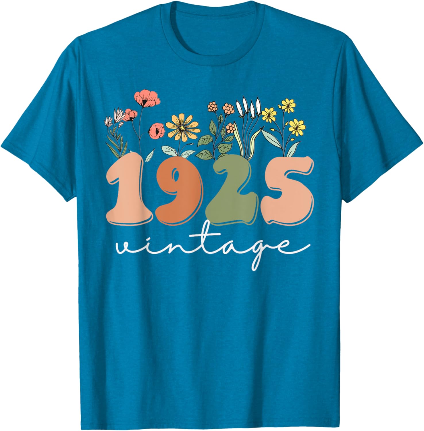 100 Years Old Vintage 1925 Wildflower Women's 100th Birthday T-Shirt - 15