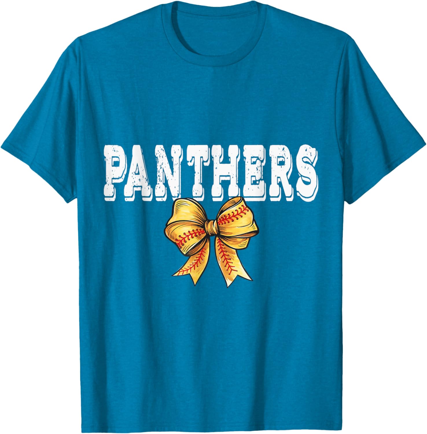 Coquette Panther Softball Game Day Bow T-Shirt for Team Spirit and Style - 24
