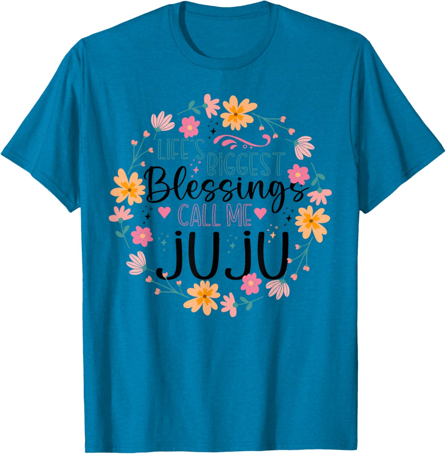 Floral Grandma T-Shirt Life's Greatest Blessings Call Me Juju Gift - 1