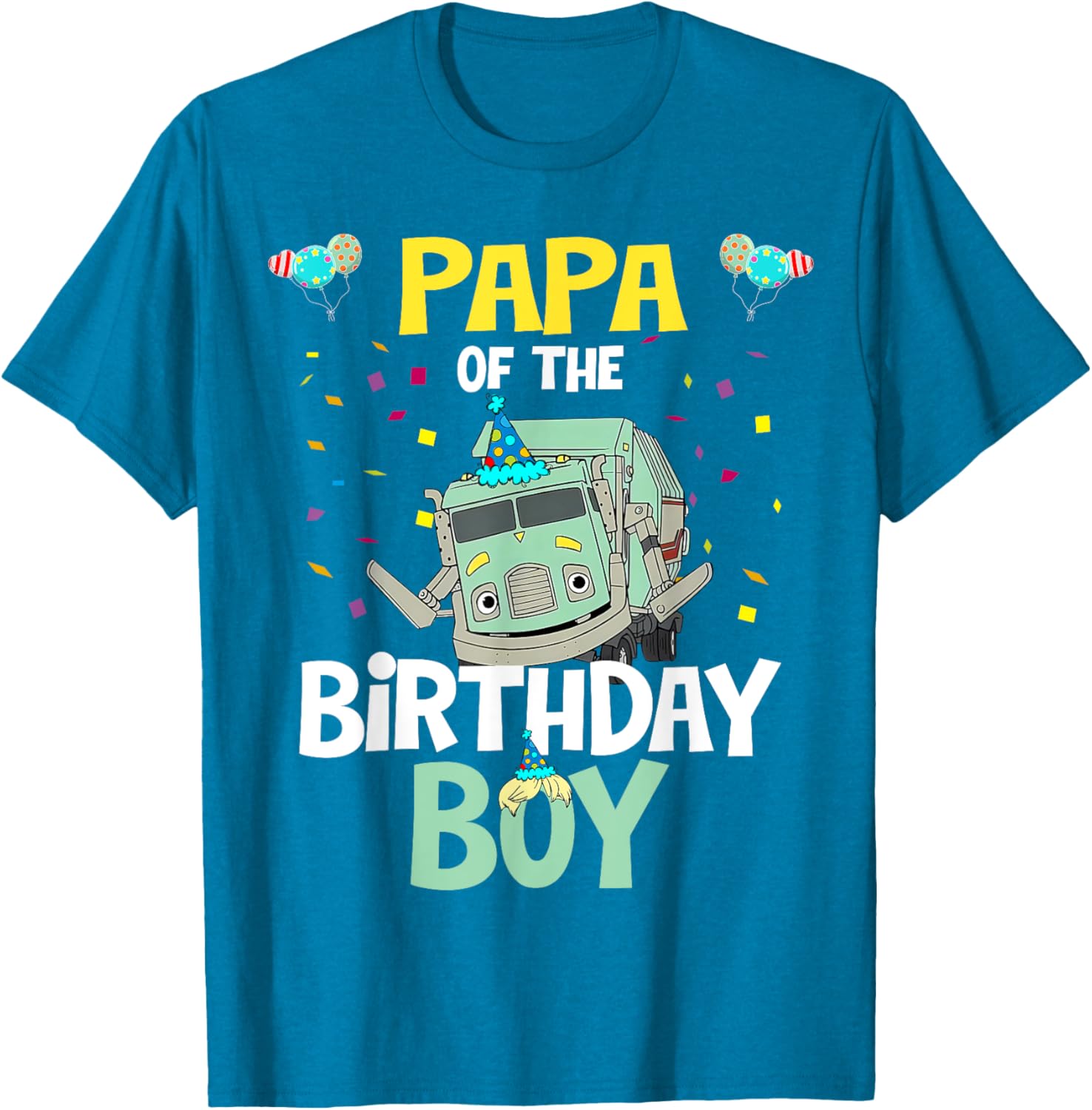 Papa Of The Birthday Boy Garbage Truck Recycling Trash T-Shirt Gift - 9