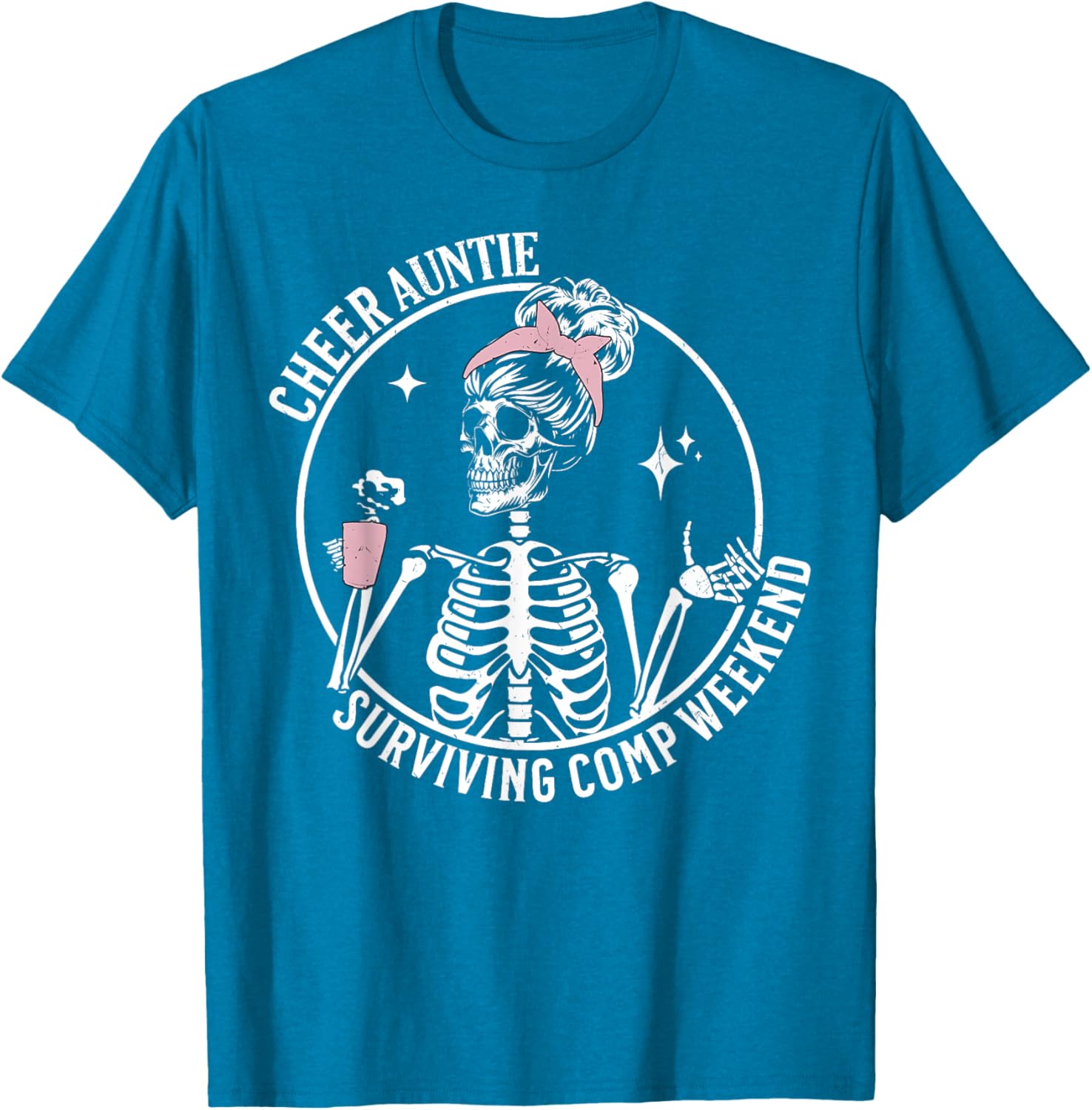 Skeleton Coffee Cheer Auntie T-Shirt for Weekend Fun and Style - 17