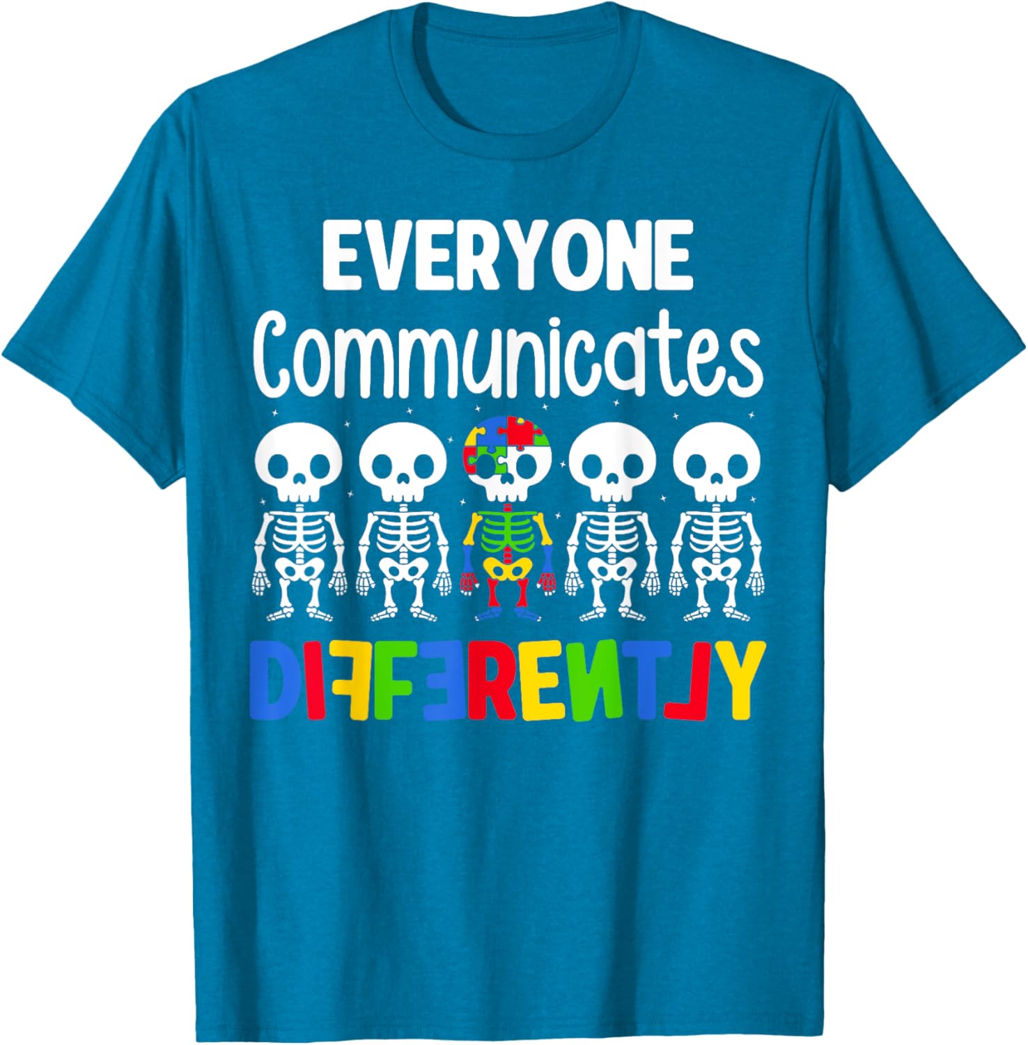 Everyone Communicates Differently Autism T-Shirt for Kids Fun and Inclusive - 4