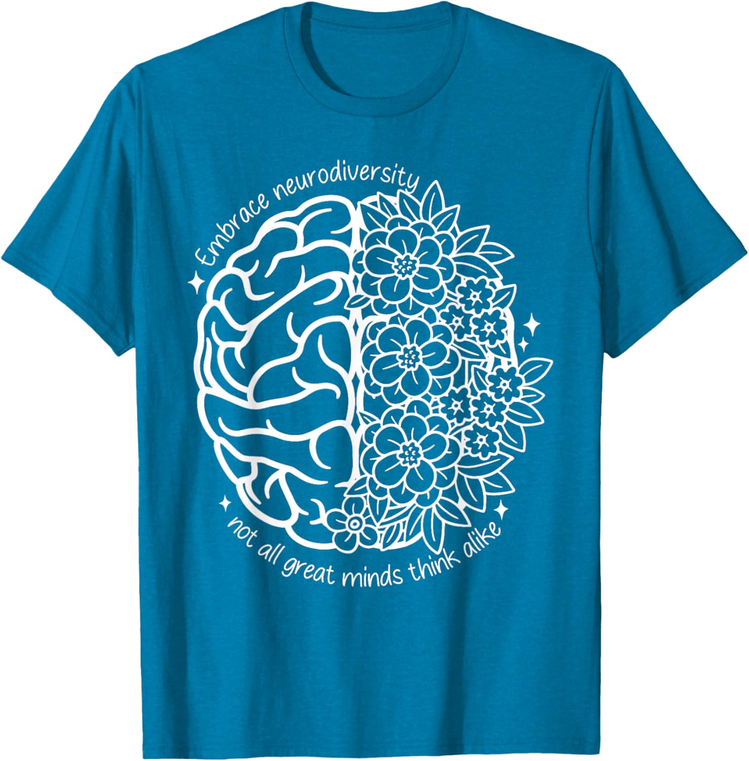 Embrace Neurodiversity Autism Awareness Brain Flower Support T-Shirt - 8
