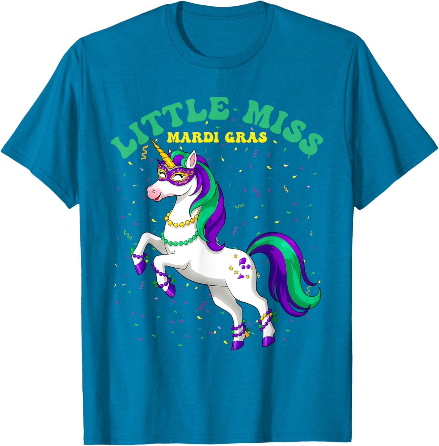 Little Miss Mardi Gras Unicorn T-Shirt for Women and Girls - 10