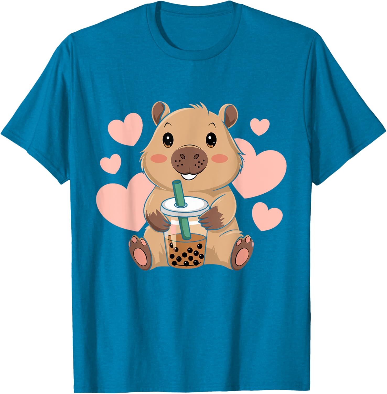 Cute Capybara Boba Tea T-Shirt for Women and Girls - Adorable Bubble Rodent Design - 18