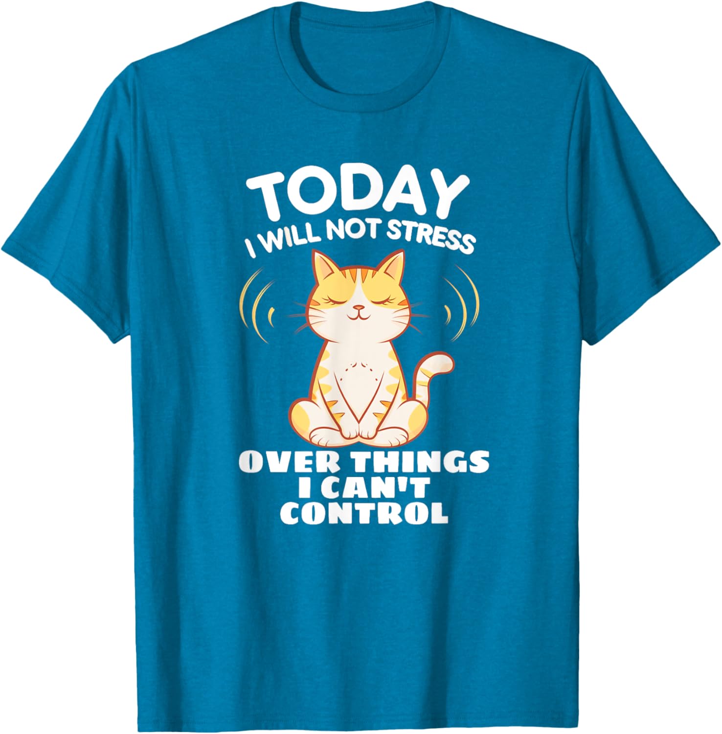 Today I Will Not Stress Yoga Cat T-Shirt for Relaxation and Peace - 17