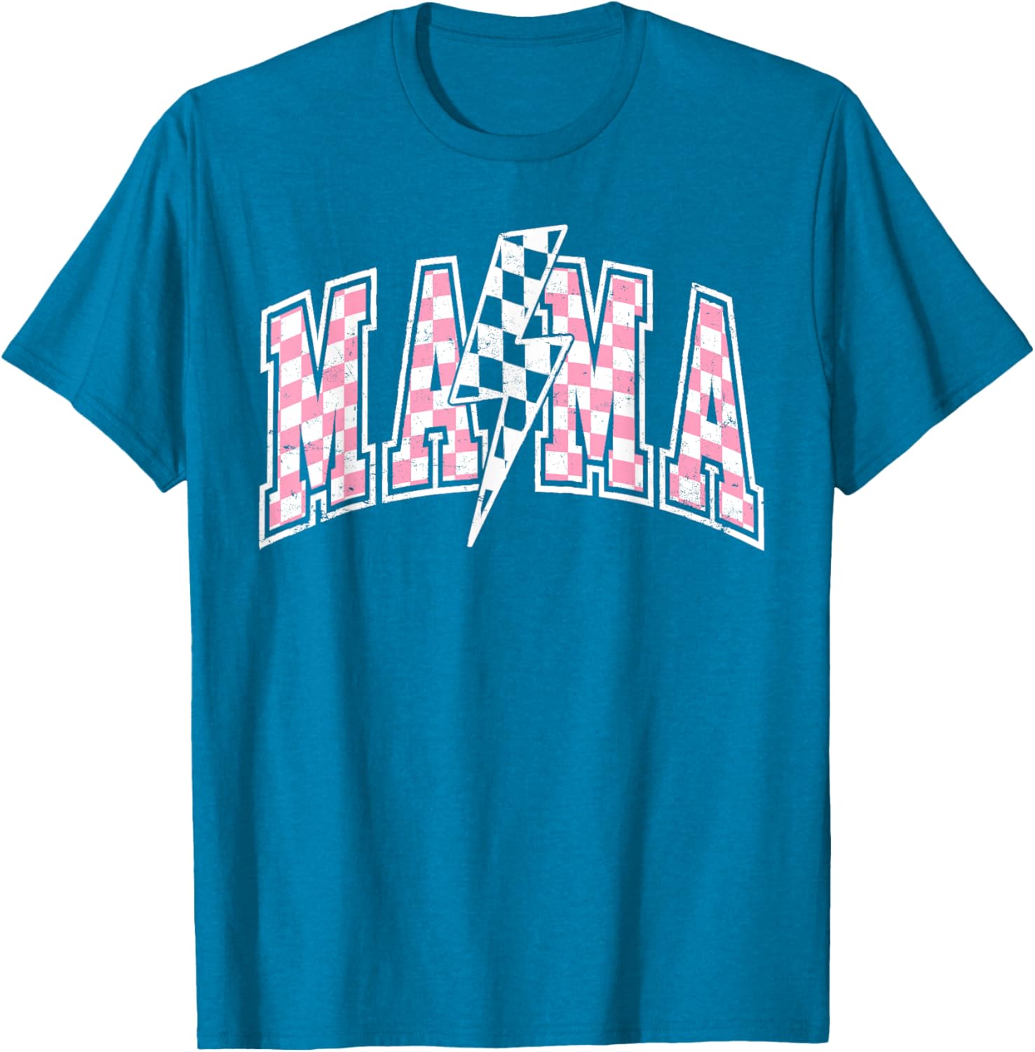 Mama Lightning Bolt Checkered Mom T-Shirt for Stylish Moms - 8