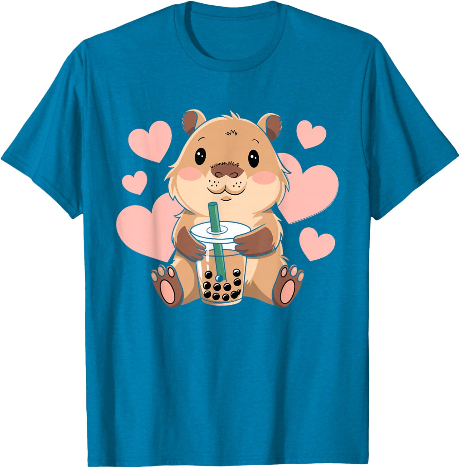 Cute Capybara Boba Tea T-Shirt for Women, Teens, and Kids - 13