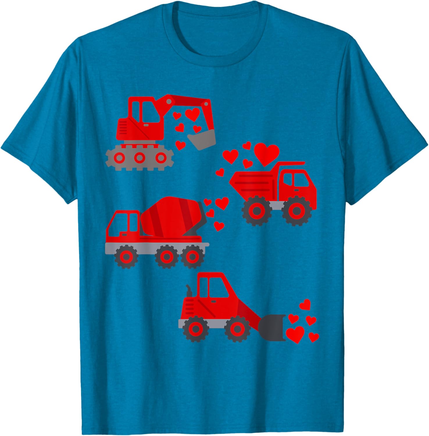 Funny Valentine's Day Construction Trucks Hearts T-Shirt for Boys - 5
