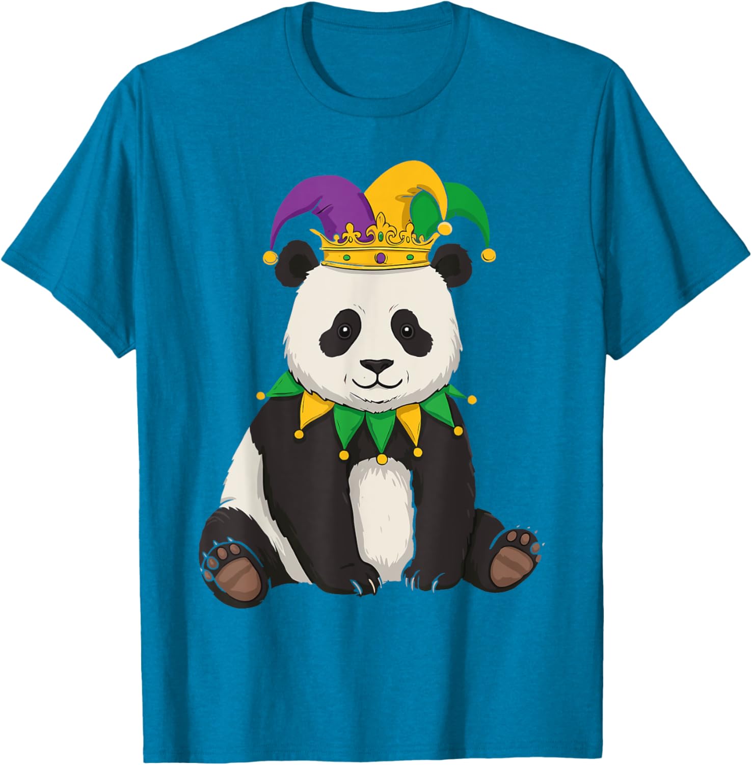 Funny Panda Mardi Gras Jester Hat Tee Cute Gift T-Shirt for All Ages - 18