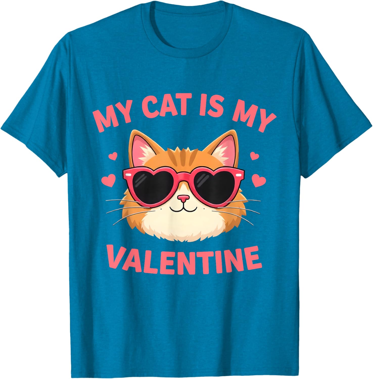 Cute Cat Lover Valentine's Day T-Shirt with Hearts for Cat Owners - 7