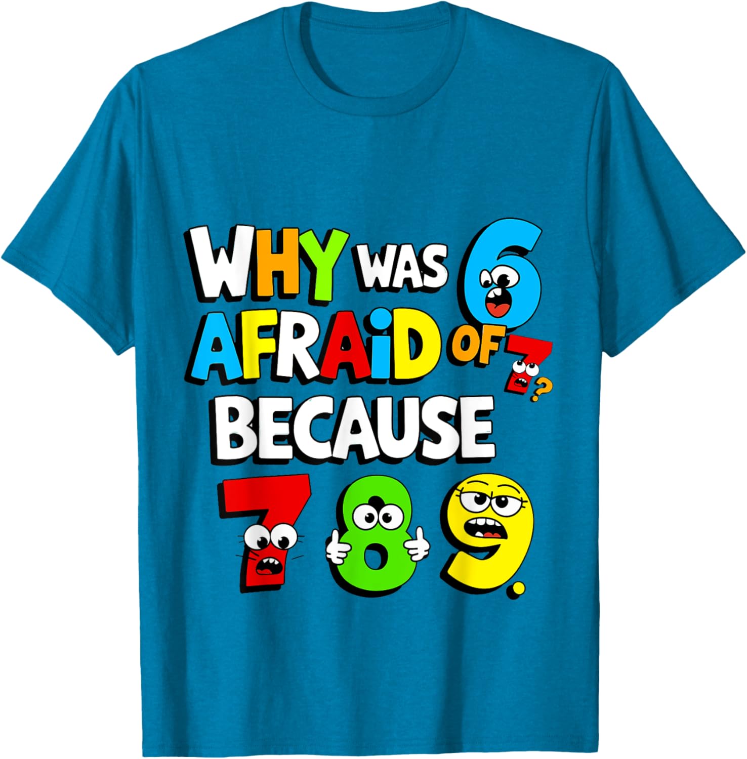 Funny Math Day T-Shirt Kids Why Was 6 Afraid of 7 Costume - 15