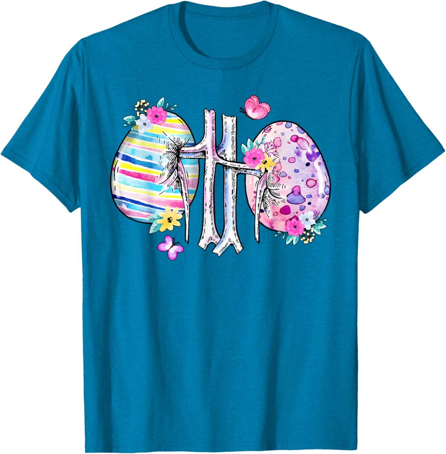Floral Kidney Easter Egg T-Shirt for Dialysis Nurses and Technicians - 19