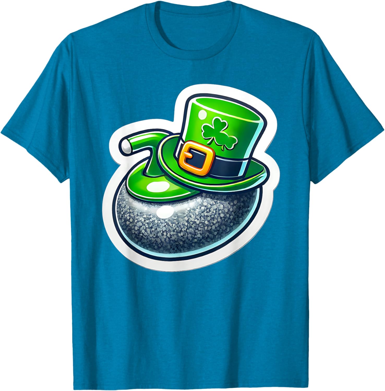 St. Patrick's Day Curling Stone Hat Irish Spirit Funny T-Shirt for Fun - 10