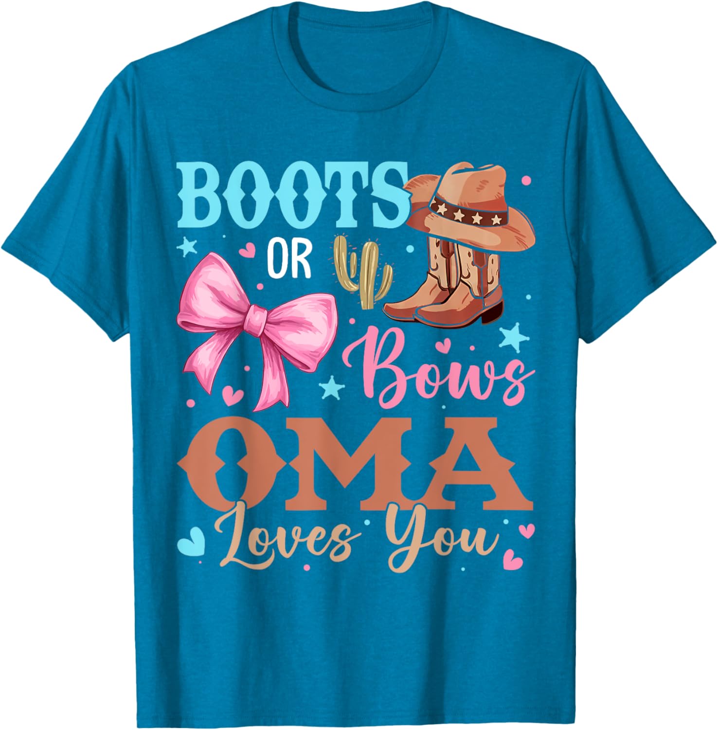 Oma Loves You Gender Reveal T-Shirt with Boots or Bows Design - 4