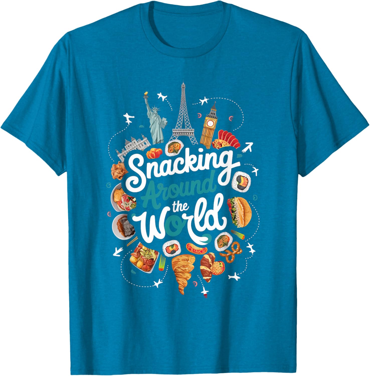 Snacking Around The World T-Shirt for Food Lovers in Travel Style - 22
